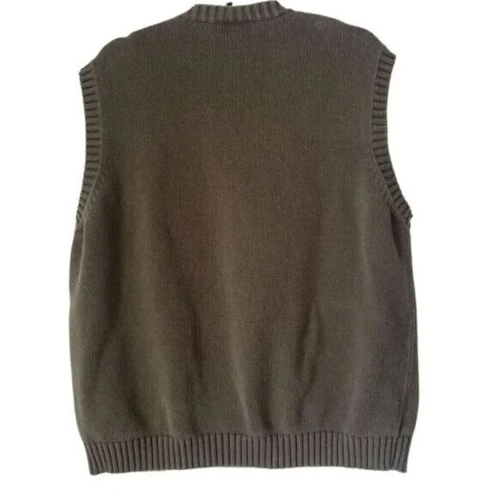 J. Crew Mens XL Olive Green 100%‎ Cotton V-Neck Knit Sweater Vest